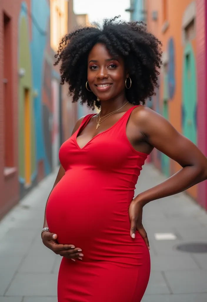 12 Stunning Maternity Photoshoot Ideas for Black Girls That Will Leave You Breathless! - 9. Bold and Beautiful: Color Pop Outfits