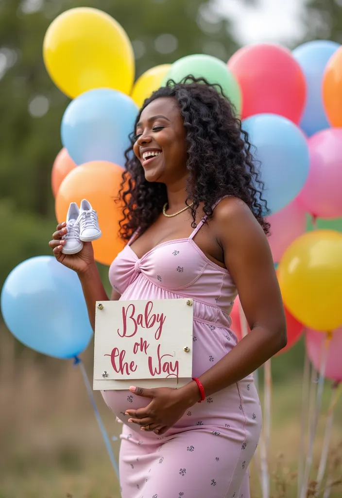 12 Stunning Maternity Photoshoot Ideas for Black Girls That Will Leave You Breathless! - 7. Artistic Flair: Creative Props