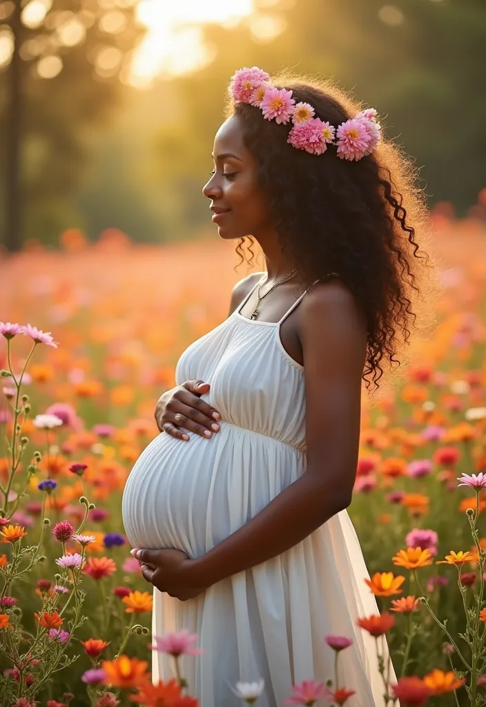 12 Stunning Maternity Photoshoot Ideas for Black Girls That Will Leave You Breathless! - 1. Nature's Embrace: Outdoor Photoshoot