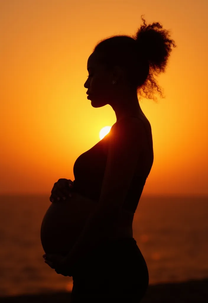 12 Stunning Maternity Photoshoot Ideas for Black Girls That Will Leave You Breathless! - 4. Silhouette Magic: Backlit Shots