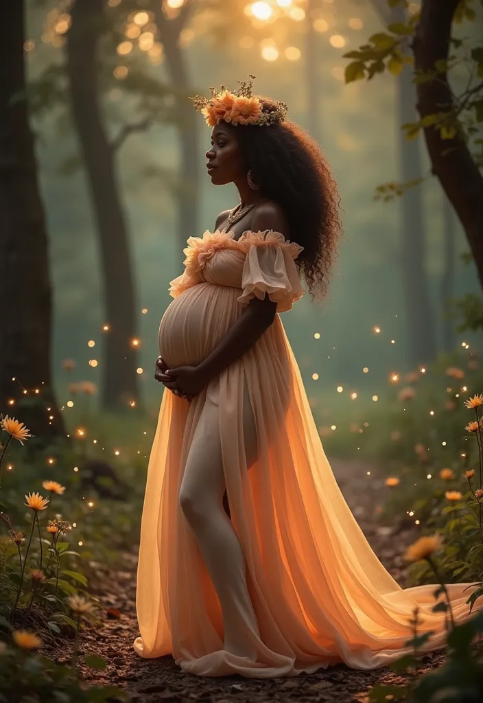 12 Stunning Maternity Photoshoot Ideas for Black Girls That Will Leave You Breathless! - 11. Whimsical Fantasy: Fairytale Themes